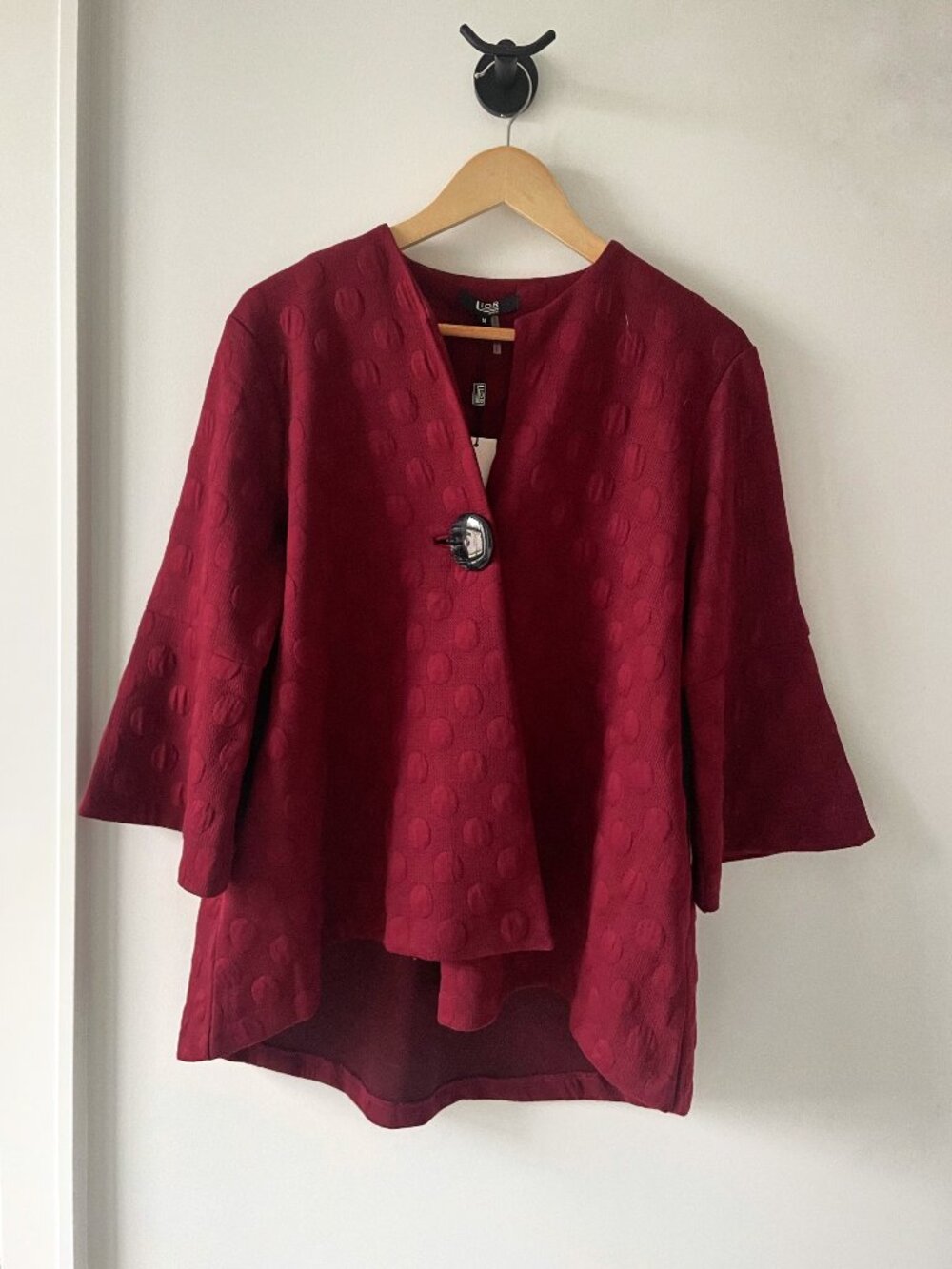 Lior Paris Textured Red Jacket NWT Asymmetrical Layering Medium Artsy Boutique